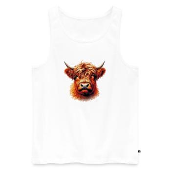 Schottische Hochlandkuh - Männer Premium Bio Tank Top - Weiß - Vorne - AI Model Male 178 light (178cm)