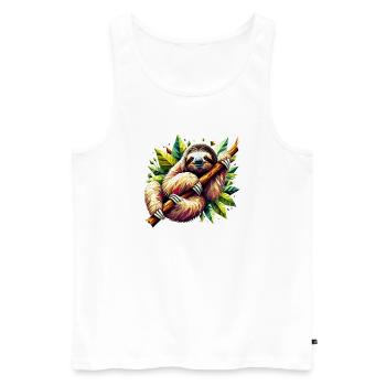 Polygonal sloth - Men's Premium Organic Tank Top - white - Front - AI Model Male 178 light (178cm)