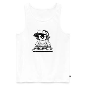 motif de pingouin cool en tant que DJ avec des écouteurs - Débardeur bio Premium Homme - blanc - Devant - AI Model Male 178 light (178cm)