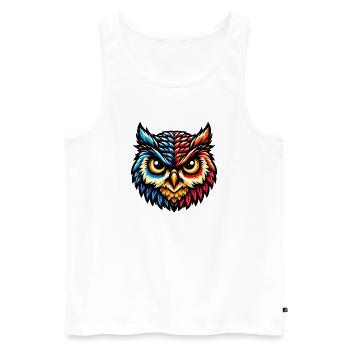 Owl - Men's Premium Organic Tank Top - white - Front - AI Model Male 178 light (178cm)