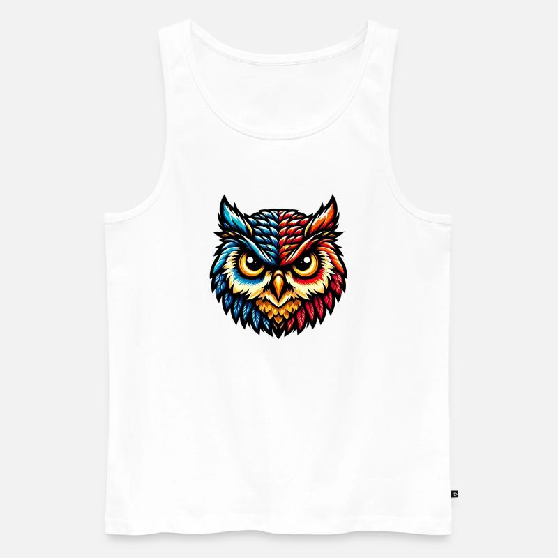 Eule - Männer Premium Bio Tank Top - Weiß