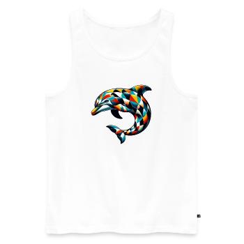 Harlequin Dolphin - Men's Premium Organic Tank Top - white - Front - AI Model Male 178 light (178cm)