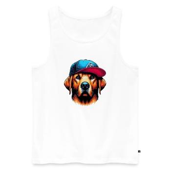 Dog - Men's Premium Organic Tank Top - white - Front - Michal (187cm)