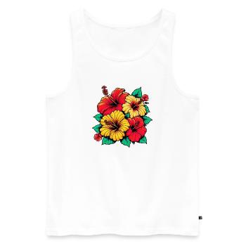 Fleurs d’hibiscus - Débardeur bio Premium Homme - blanc - Devant - Michal (187cm)