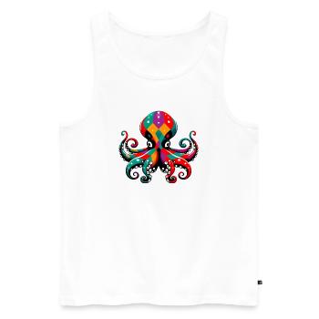 Harlequin Octopus - Men's Premium Organic Tank Top - white - Front - AI Model Male 178 light (178cm)