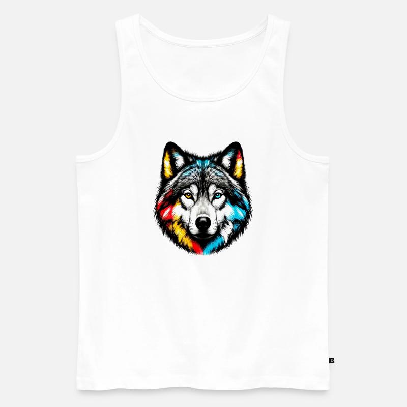 Wolf - Männer Premium Bio Tank Top - Weiß