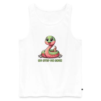 No Step on Snek : un signe d’avertissement hilarant - Débardeur bio Premium Homme - blanc - Devant - Michal (187cm)