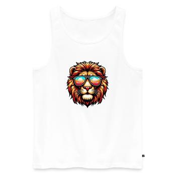 Lion avec des lunettes de soleil - Débardeur bio Premium Homme - blanc - Devant - Michal (187cm)