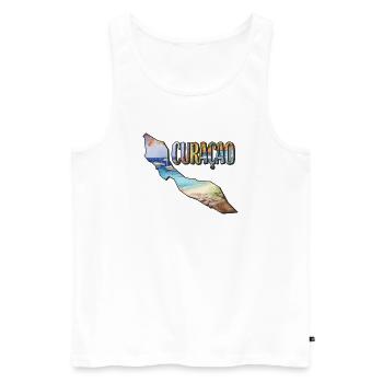 Carte aquarelle Curaçao - Débardeur bio Premium Homme - blanc - Devant - AI Model Male 178 light (178cm)
