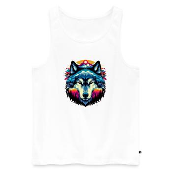 Wolf - Männer Premium Bio Tank Top - Weiß - Vorne - AI Model Male 178 light (178cm)