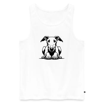 Tête de whippet avec pattes - Débardeur bio Premium Homme - blanc - Devant - Michal (187cm)