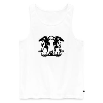 Tête de whippet avec pattes - Débardeur bio Premium Homme - blanc - Devant - Michal (187cm)