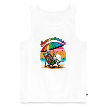 Summerween Skeleton: Chillen im Sommer - Männer Premium Bio Tank Top - Weiß - Vorne - AI Model Male 178 light (178cm)
