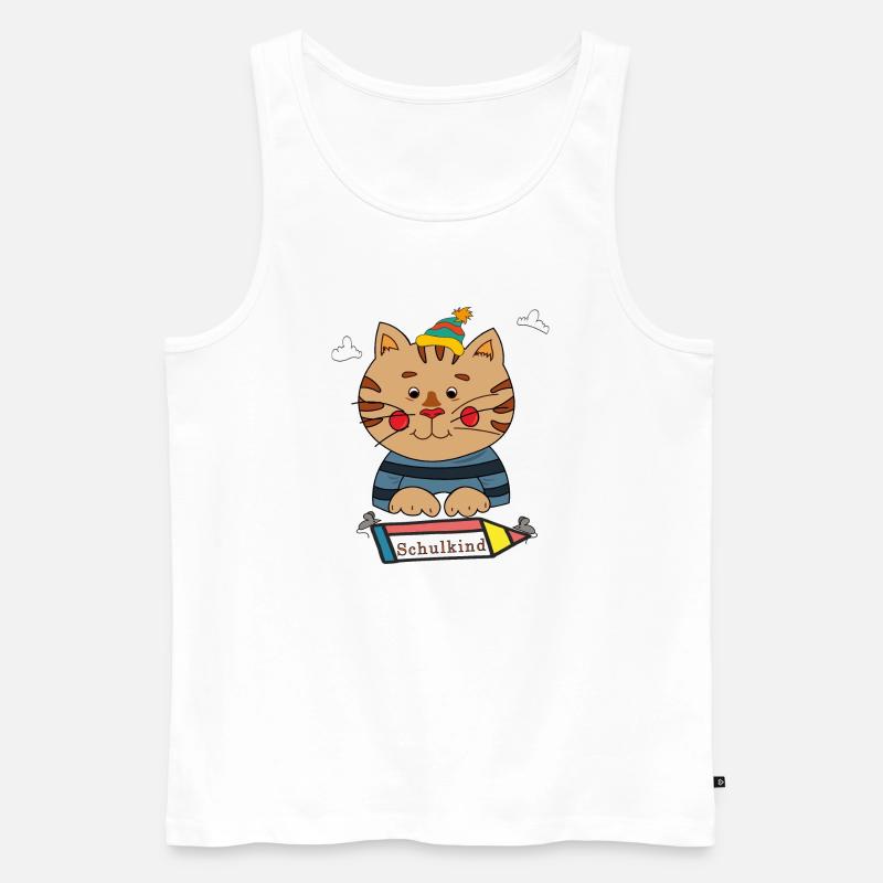Schulkind Katze - Männer Premium Bio Tank Top - Weiß