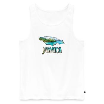 Watercolor Map of Jamaica - Men's Premium Organic Tank Top - white - Front - Michal (187cm)