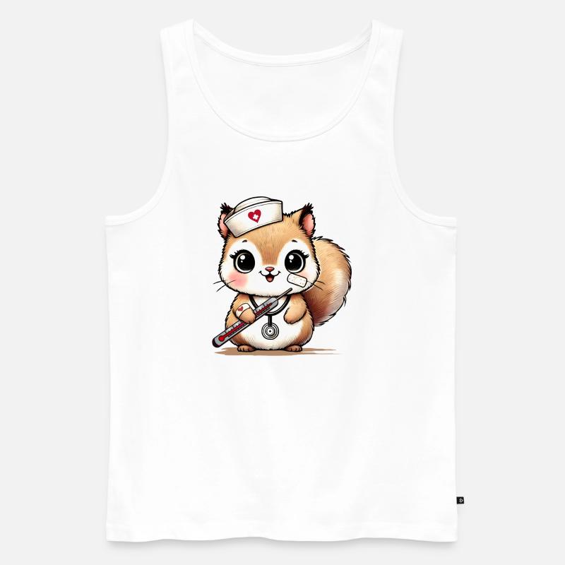 Bezauberndes Eichhörnchen als Krankenschwester - Männer Premium Bio Tank Top - Weiß