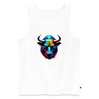 Stier - Männer Premium Bio Tank Top - Weiß - Vorne - AI Model Male 178 light (178cm)
