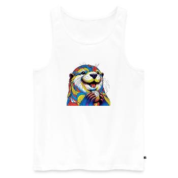 Otter - Männer Premium Bio Tank Top - Weiß - Vorne - Michal (187cm)