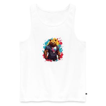 Cooler urbaner Bär - Männer Premium Bio Tank Top - Weiß - Vorne - AI Model Male 178 light (178cm)