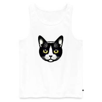 Chat - Débardeur bio Premium Homme - blanc - Devant - AI Model Male 178 light (178cm)