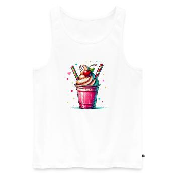 Seductive Cherry Dreams: Cherry Milkshake - Men's Premium Organic Tank Top - white - Front - AI Model Male 178 light (178cm)