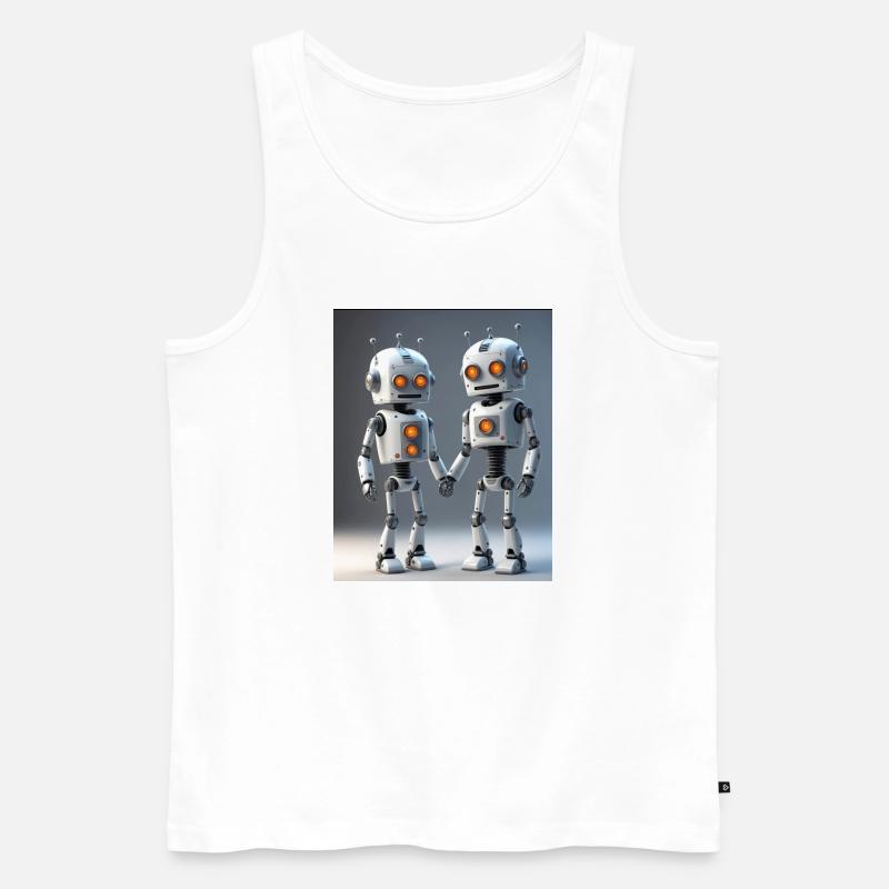 Roboter Pärchen - Männer Premium Bio Tank Top - Weiß