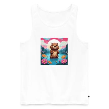 Bieber am See - Männer Premium Bio Tank Top - Weiß - Vorne - AI Model Male 178 light (178cm)