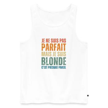 Ich bin nicht perfekt, aber blond - Männer Premium Bio Tank Top - Weiß - Vorne - AI Model Male 178 light (178cm)