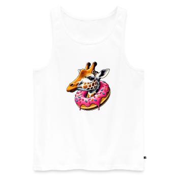 Funny Eye Candy - Girafe avec beignet - Débardeur bio Premium Homme - blanc - Devant - Michal (187cm)