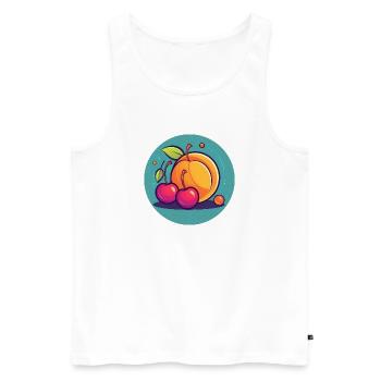 Sommerfrüchte, Aprikose, Kirschen, Sonne und Freiheit - Männer Premium Bio Tank Top - Weiß - Vorne - AI Model Male 178 light (178cm)