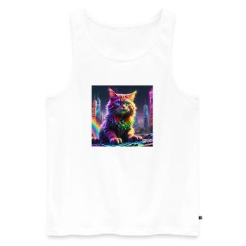 Chat - Débardeur bio Premium Homme - blanc - Devant - Michal (187cm)