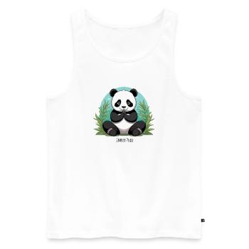 Inner Peace – Meditierender Panda - Männer Premium Bio Tank Top - Weiß - Vorne - AI Model Male 178 light (178cm)