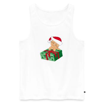 Happy Cat Katze with a Gift - Männer Premium Bio Tank Top - Weiß - Vorne - AI Model Male 178 light (178cm)