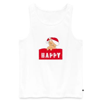 Happy Cat with Christmas-Cap - Männer Premium Bio Tank Top - Weiß - Vorne - AI Model Male 178 light (178cm)