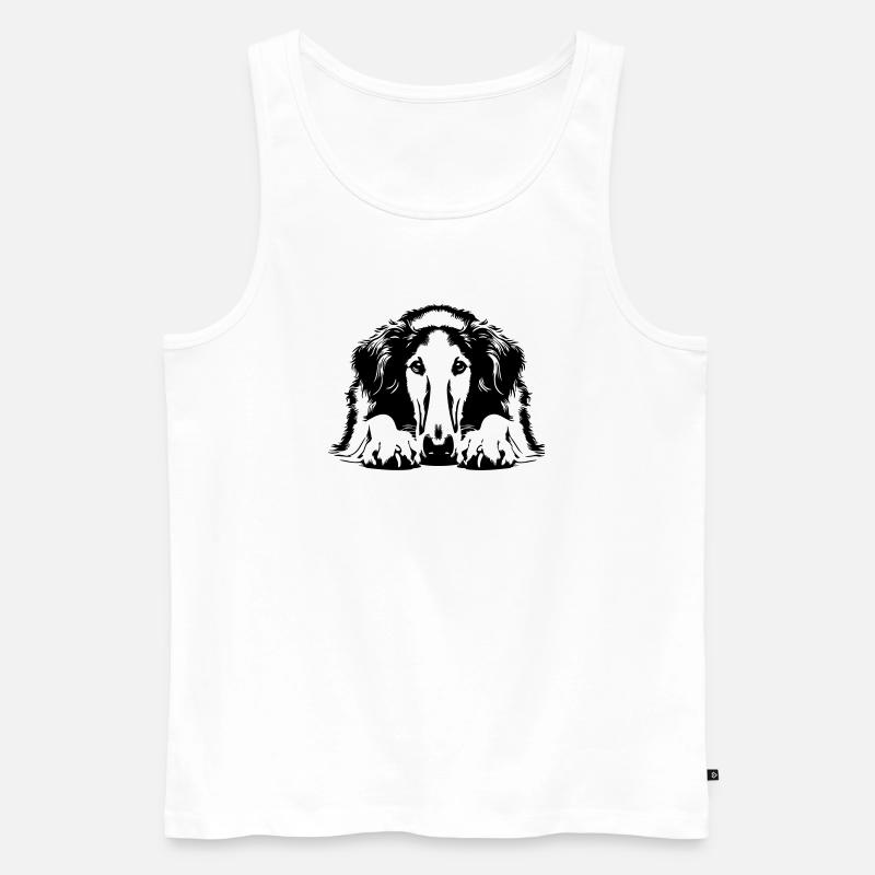 Barsoi Kopf mit Pfoten - Männer Premium Bio Tank Top - Weiß