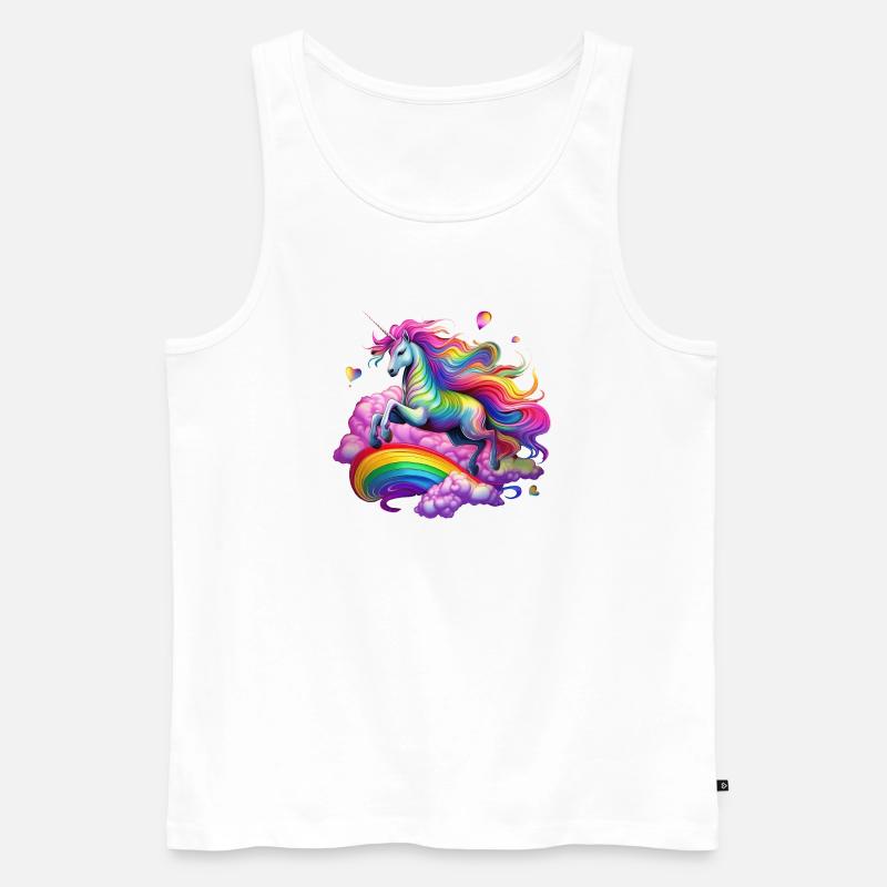 Fee Regenbogen Einhorn - Männer Premium Bio Tank Top - Weiß