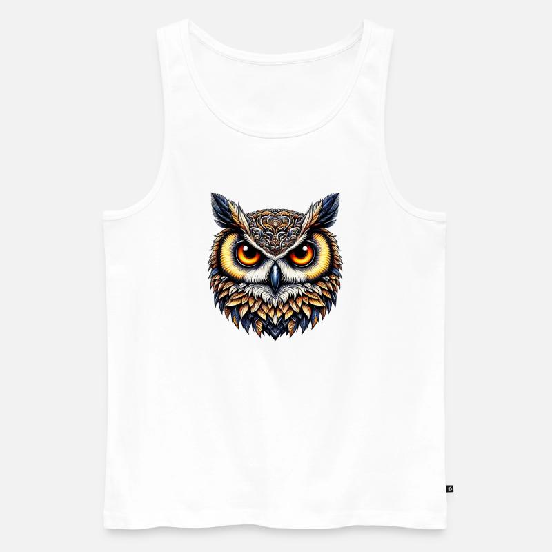 Eule - Männer Premium Bio Tank Top - Weiß