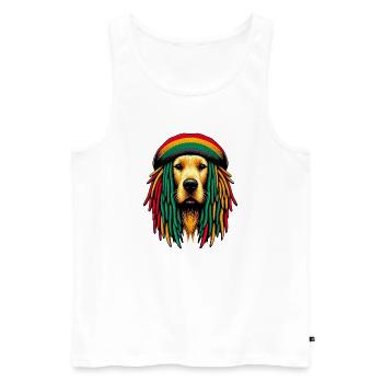 Chien Rasta Jamaïque Jamaïque Jamaïque Jamaïcain - Débardeur bio Premium Homme - blanc - Devant - Michal (187cm)