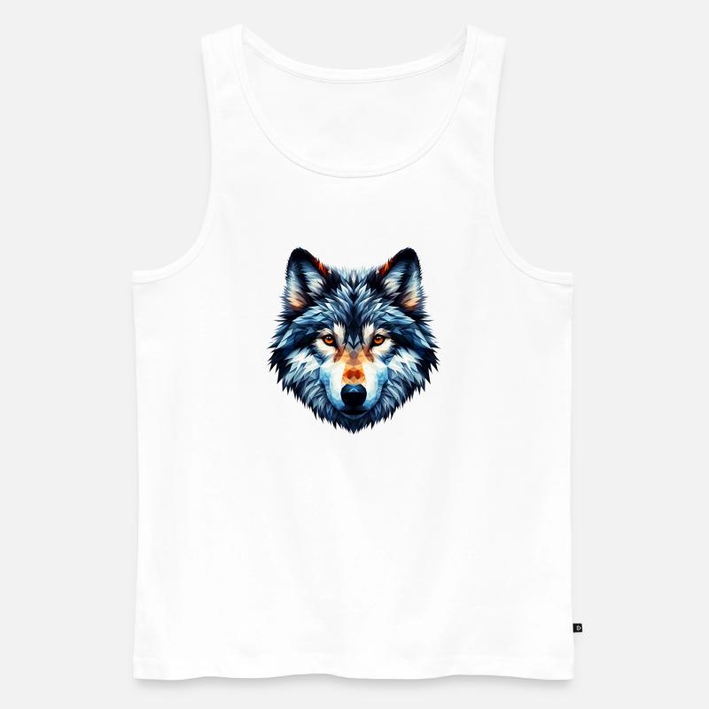 Polygonaler Wolf - Männer Premium Bio Tank Top - Weiß