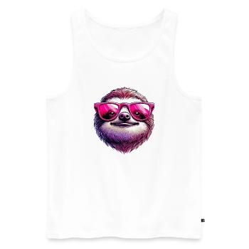 Sloth with Sunglasses - Men's Premium Organic Tank Top - white - Front - AI Model Male 178 light (178cm)