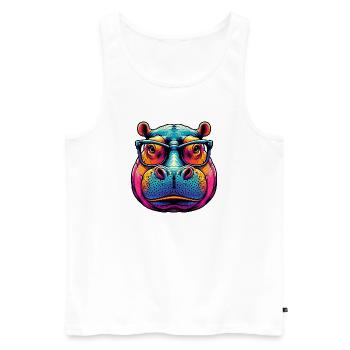 Hippopotamus with Glasses - Men's Premium Organic Tank Top - white - Front - AI Model Male 178 light (178cm)