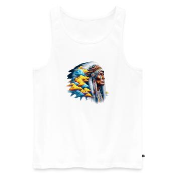 Amérindien Américain - Débardeur bio Premium Homme - blanc - Devant - AI Model Male 178 light (178cm)