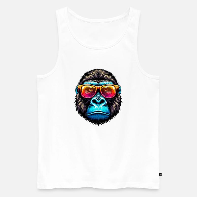 Gorillas mit Sonnenbrille - Männer Premium Bio Tank Top - Weiß