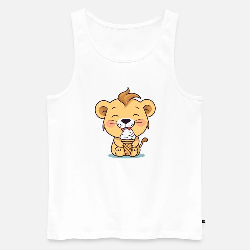 Löwe isst eis - Männer Premium Bio Tank Top - Weiß