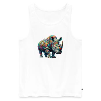 Rhinoceros - Men's Premium Organic Tank Top - white - Front - Michal (187cm)