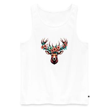 Hirsch mit Blumen - Männer Premium Bio Tank Top - Weiß - Vorne - Michal (187cm)