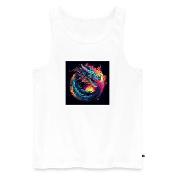 Neon Drache im Sternenkreis - Männer Premium Bio Tank Top - Weiß - Vorne - AI Model Male 178 light (178cm)