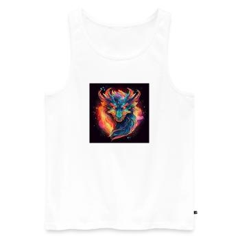 Neon Dragon Head Fire Colors - Men's Premium Organic Tank Top - white - Front - AI Model Male 178 light (178cm)
