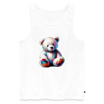 Orso Orsacchiotto Ours en peluche - Débardeur bio Premium Homme - blanc - Devant - Michal (187cm)