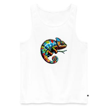 Chamäleon - Männer Premium Bio Tank Top - Weiß - Vorne - Michal (187cm)